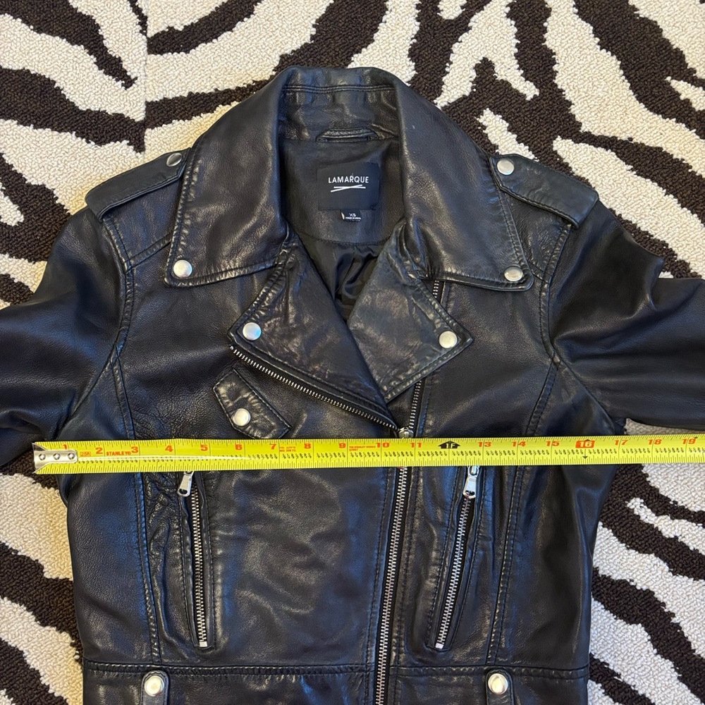 Lamarque Vintage Black Leather Biker Jacket - Picture 9 of 9